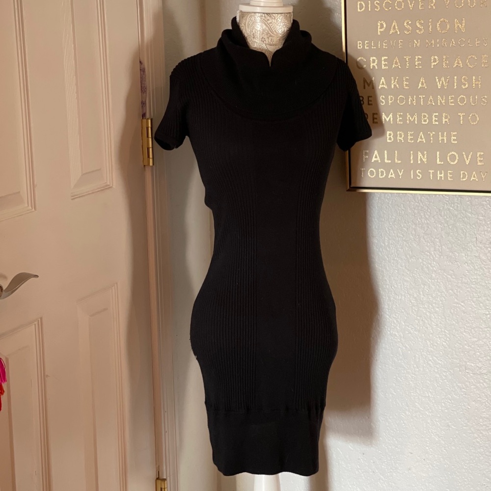 Black mini sweater dress